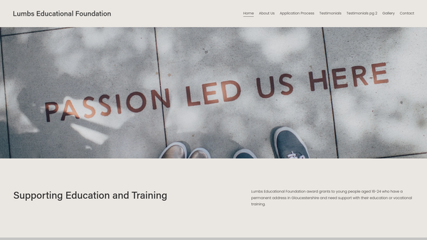 Screenshot of the Lumb's Educational Foundation website