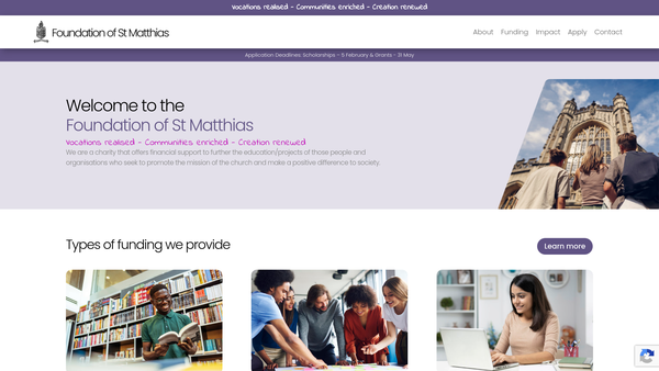 Screenshot of the The Foundation Of Saint Matthias website