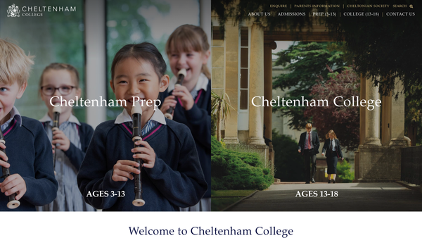 Screenshot of the Cheltenham College And Cheltenham College Preparatory School website