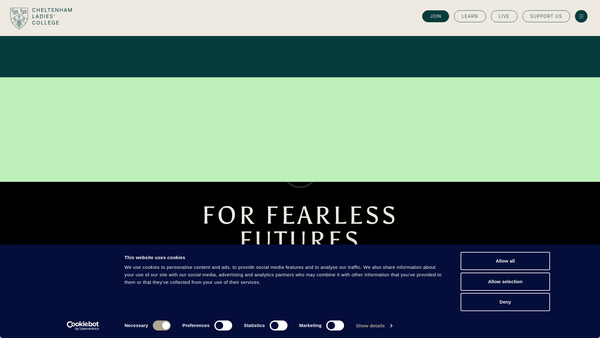 Screenshot of the Cheltenham Ladies College website