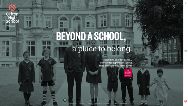 Screenshot of the Clifton High School website