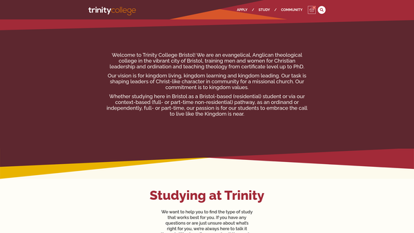 Screenshot of the Trinity College Bristol Limited website