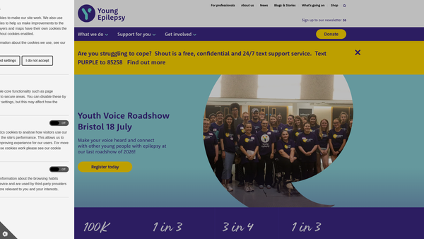 Screenshot of the The National Centre For Young People With Epilepsy Charitable Trust website
