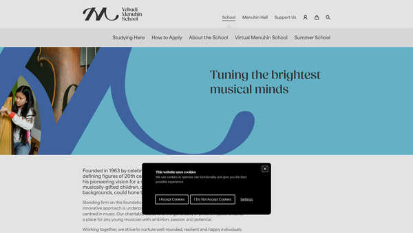 Screenshot of the Yehudi Menuhin School Limited website