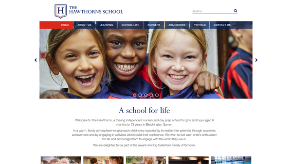 Screenshot of the The Hawthorns Educational Trust Limited website