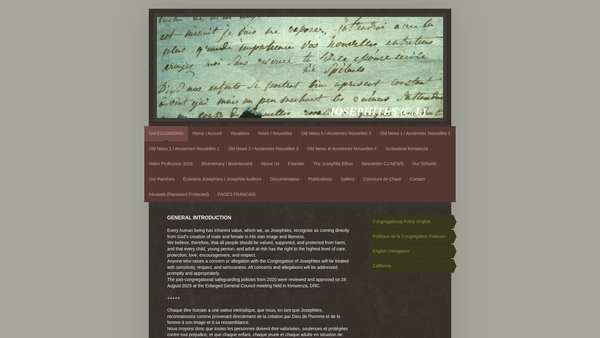 Screenshot of the The Congregation Of Josephites website