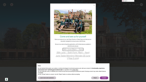 Screenshot of the Box Hill School Trust Limited website