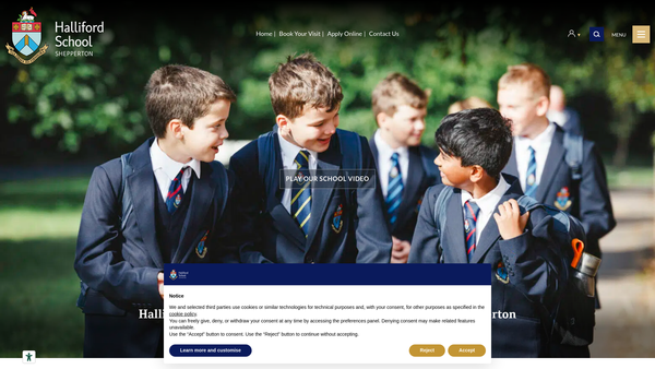 Screenshot of the Halliford School Limited website