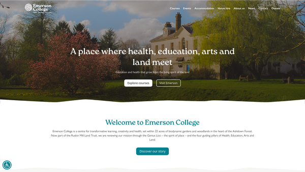 Screenshot of the The Emerson College Trust Limited website