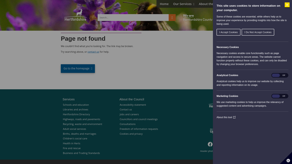Screenshot of the Friends Of Hertfordshire County Youth Music Groups website
