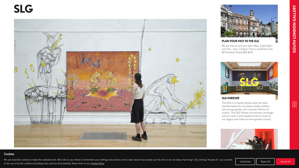 Screenshot of the South London Fine Art Gallery And Library website
