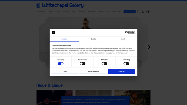 Screenshot of the Whitechapel Gallery website