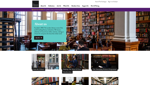 Screenshot of the The London Library website