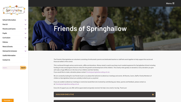 Screenshot of the The Friends Of Springhallow website