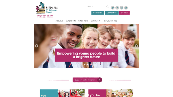 Screenshot of the Reedham Children's Trust website