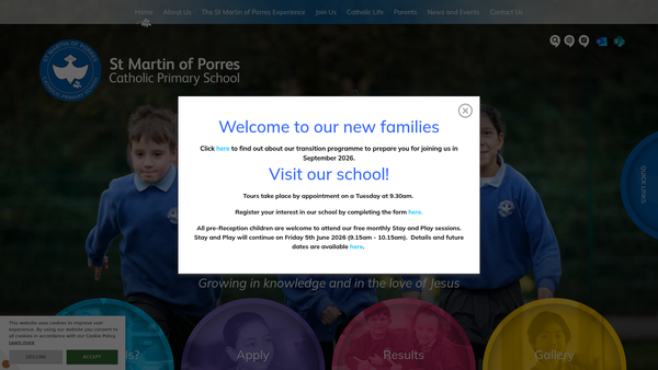 Screenshot of the St Martin Of Porres Parent-Teacher Association website