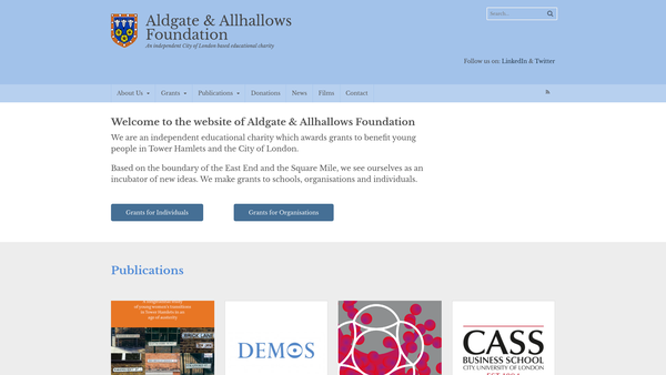 Screenshot of the The Aldgate And Allhallows Foundation website