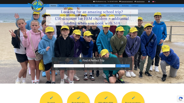 Screenshot of the The School Journey Association website