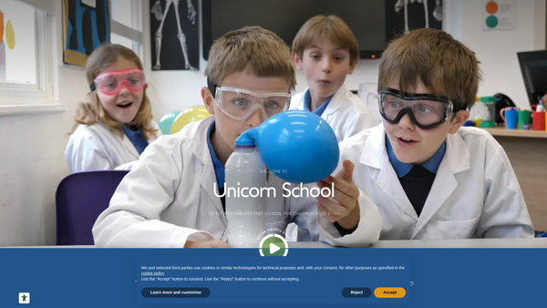 Screenshot of the The Unicorn School Ltd website