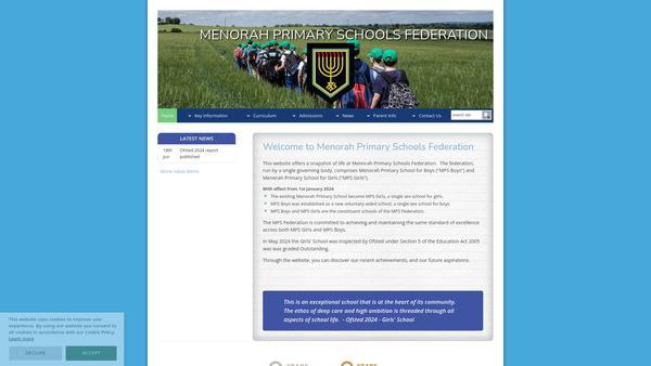 Screenshot of the The Menorah Primary School website