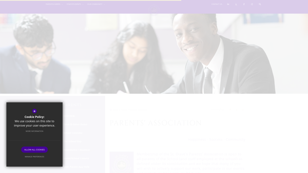 Screenshot of the St Olave's Parents' Association website