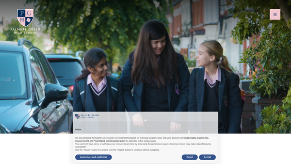 Screenshot of the Palmers Green High School Limited website