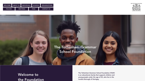 Screenshot of the The Tottenham Grammar School Foundation website