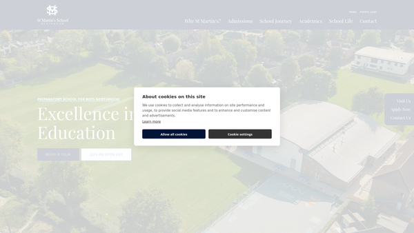 Screenshot of the St Martin's (Northwood) Preparatory School Trust Limited website