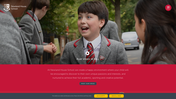 Screenshot of the Newland House School Trust Limited website