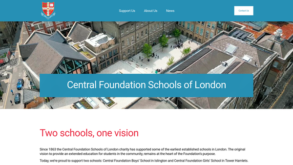 Screenshot of the The Central Foundation Schools Of London website
