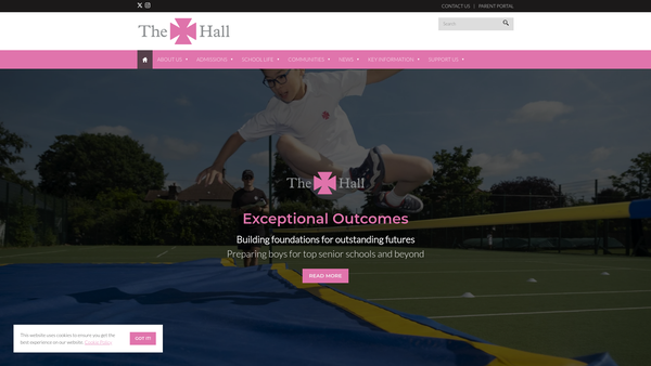 Screenshot of the The Hall School Charitable Trust website