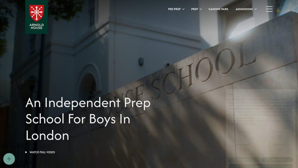 Screenshot of the Arnold House School Ltd website