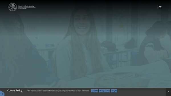 Screenshot of the Queen's College website