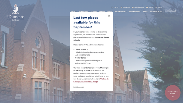 Screenshot of the St Dunstan's Educational Foundation website
