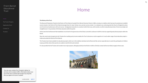 Screenshot of the Friern Barnet Educational Trust website