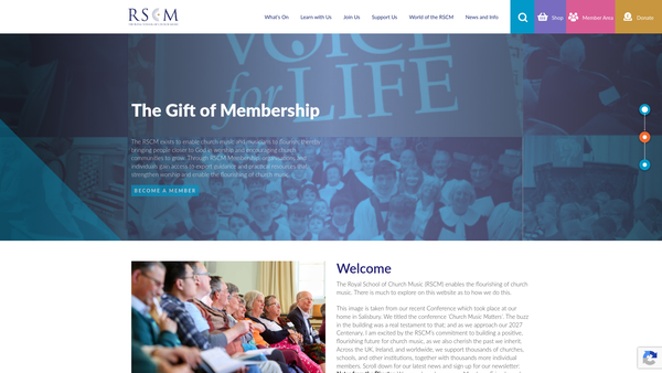 Screenshot of the The Royal School Of Church Music website