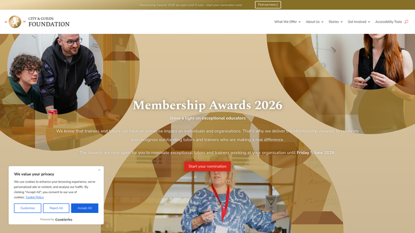 Screenshot of the The City And Guilds Of London Institute website