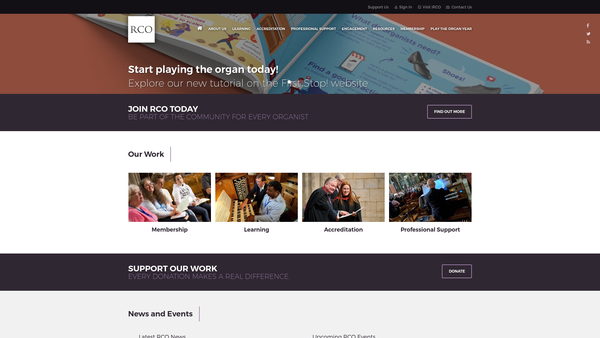 Screenshot of the The Royal College Of Organists website