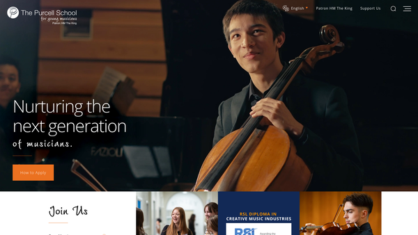 Screenshot of the The Purcell School website