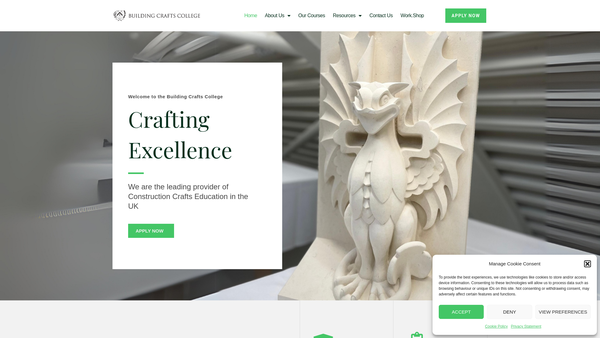 Screenshot of the Building Crafts College website