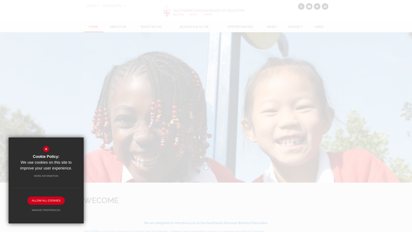 Screenshot of the The Southwark Diocesan Board Of Education (Incorporated) website