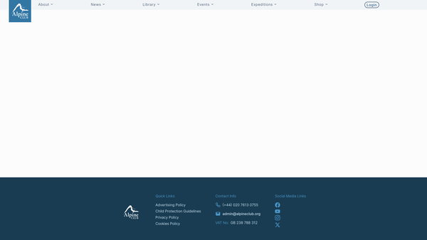 Screenshot of the Alpine Club Library website