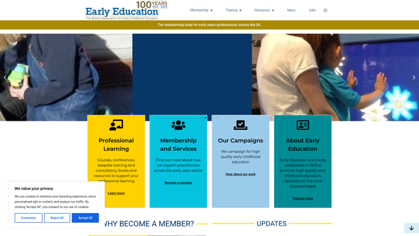 Screenshot of the The British Association For Early Childhood Education website