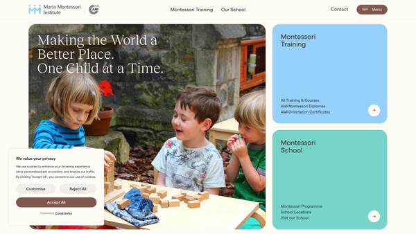 Screenshot of the Maria Montessori Training Organisation website