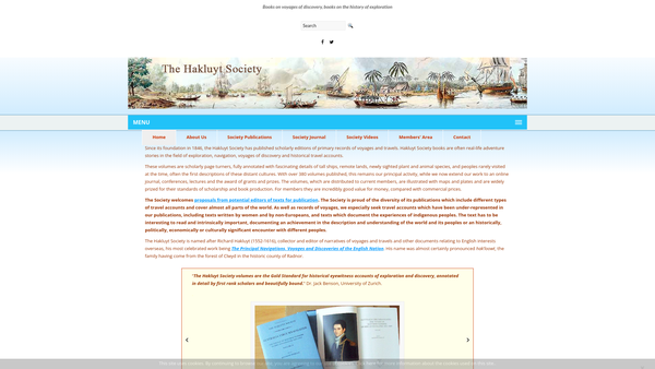 Screenshot of the Hakluyt Society website