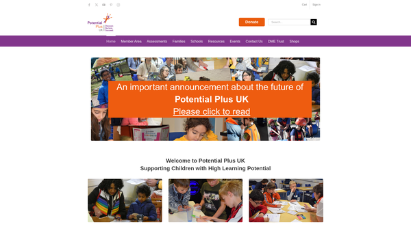 Screenshot of the The National Association For Gifted Children website