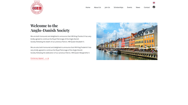 Screenshot of the Anglo-Danish Society website