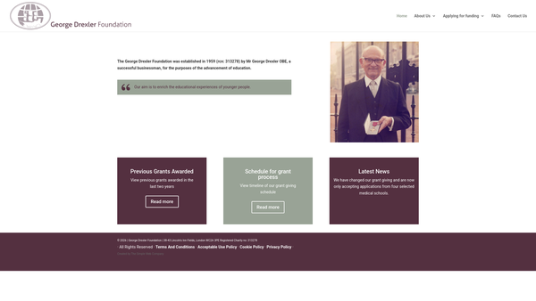 Screenshot of the The George Drexler Foundation website