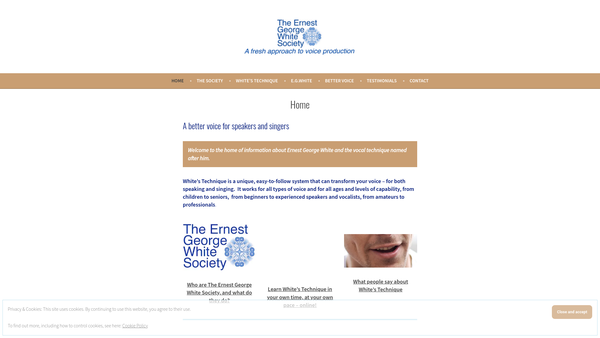 Screenshot of the The Ernest George White Society website