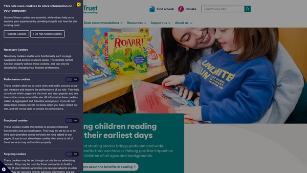 Screenshot of the Booktrust website